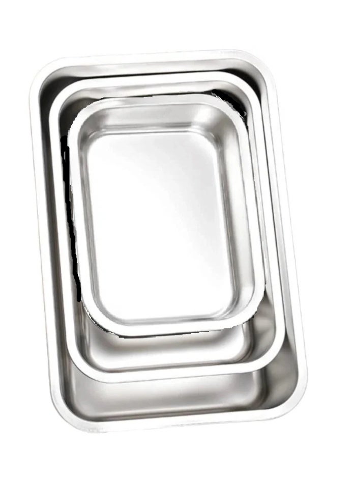 Set of 3 rectangular aluminum baking trays 35/30/25cm - Image 1